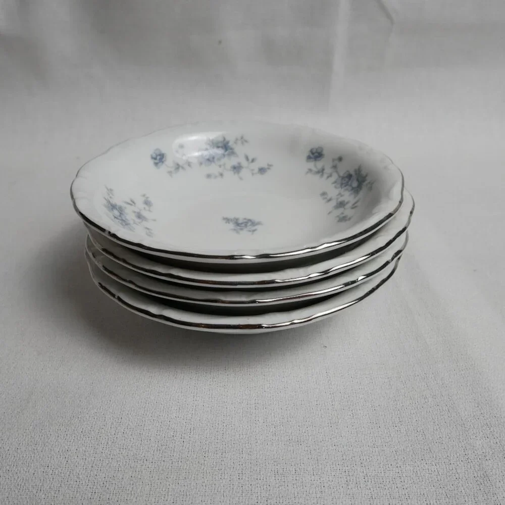 Set Of 4 Johann Haviland Bavaria Germany Blue Floral Fruit Dessert Bowls 5" VTG - Picture 2 of 7